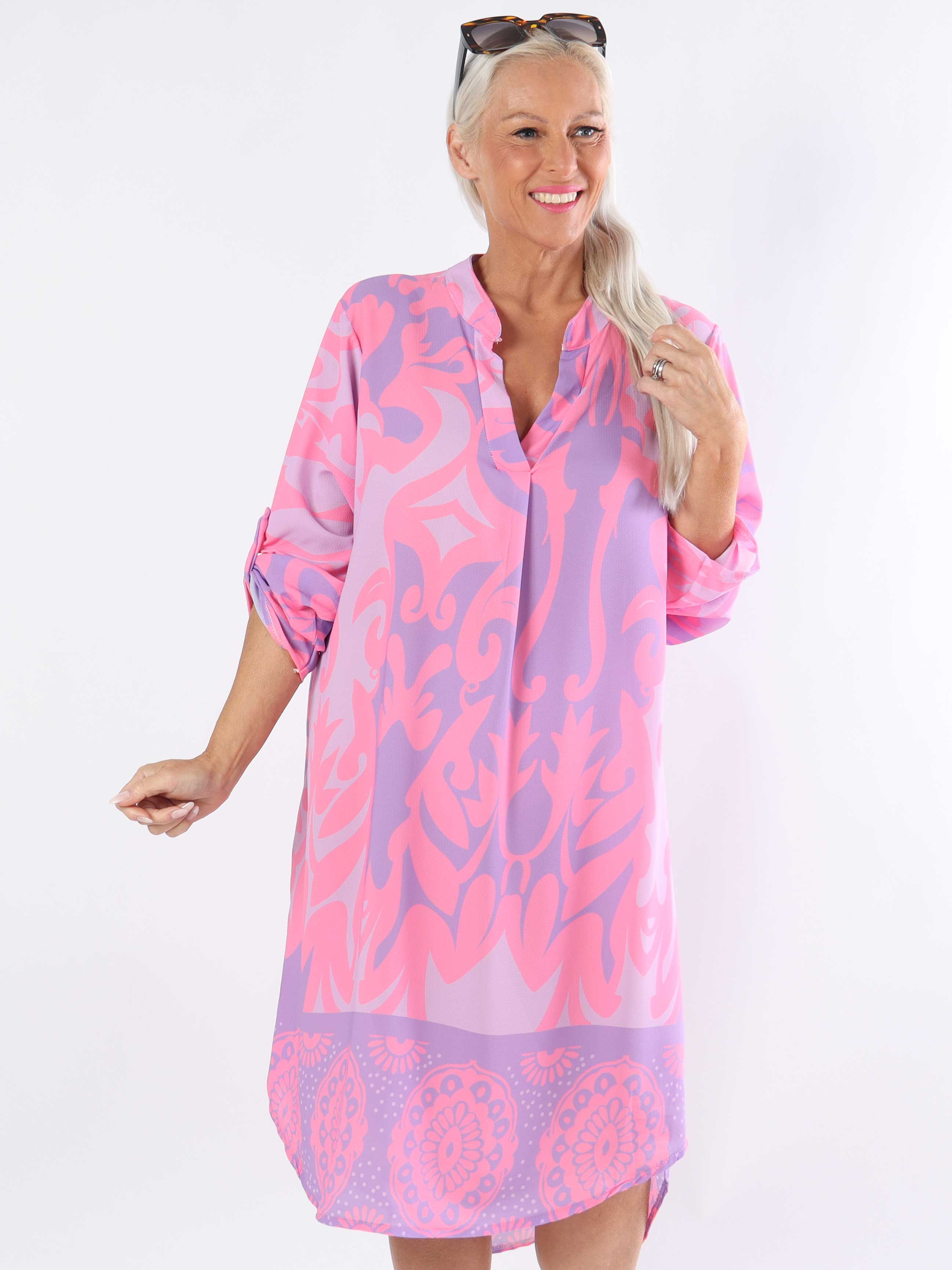 Vanesa Boheme Dress - Let og luftig mønstret plus size kjole i viskose